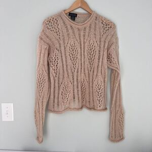 Limited Vintage Y2K Size‎ Medium Mohair Blend Tan Open Weave “Hairy” Sweater